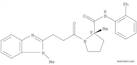 Molecular Structure of 1001617-78-2 (2-Pyrrolidinecarboxamide, N-[1,1'-biphenyl]-2-yl-2-methyl-1-[3-(1-methyl-1H-benzimidazol-2-yl)-1-oxopropyl]-, (2S)-)